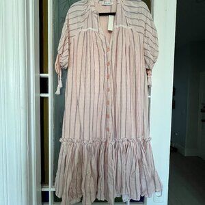 Emmie Rose Linen Stripped Button Down Dress